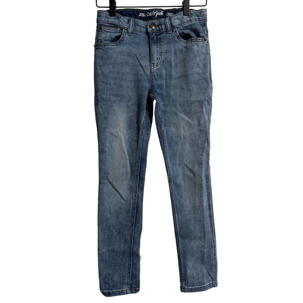 Cat & Jack Boys Skinny Jeans Size 10 Light Wash Blue Stretch Adjustable Waist